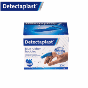 Doigtiers bleus caoutchouc en boîte de 25